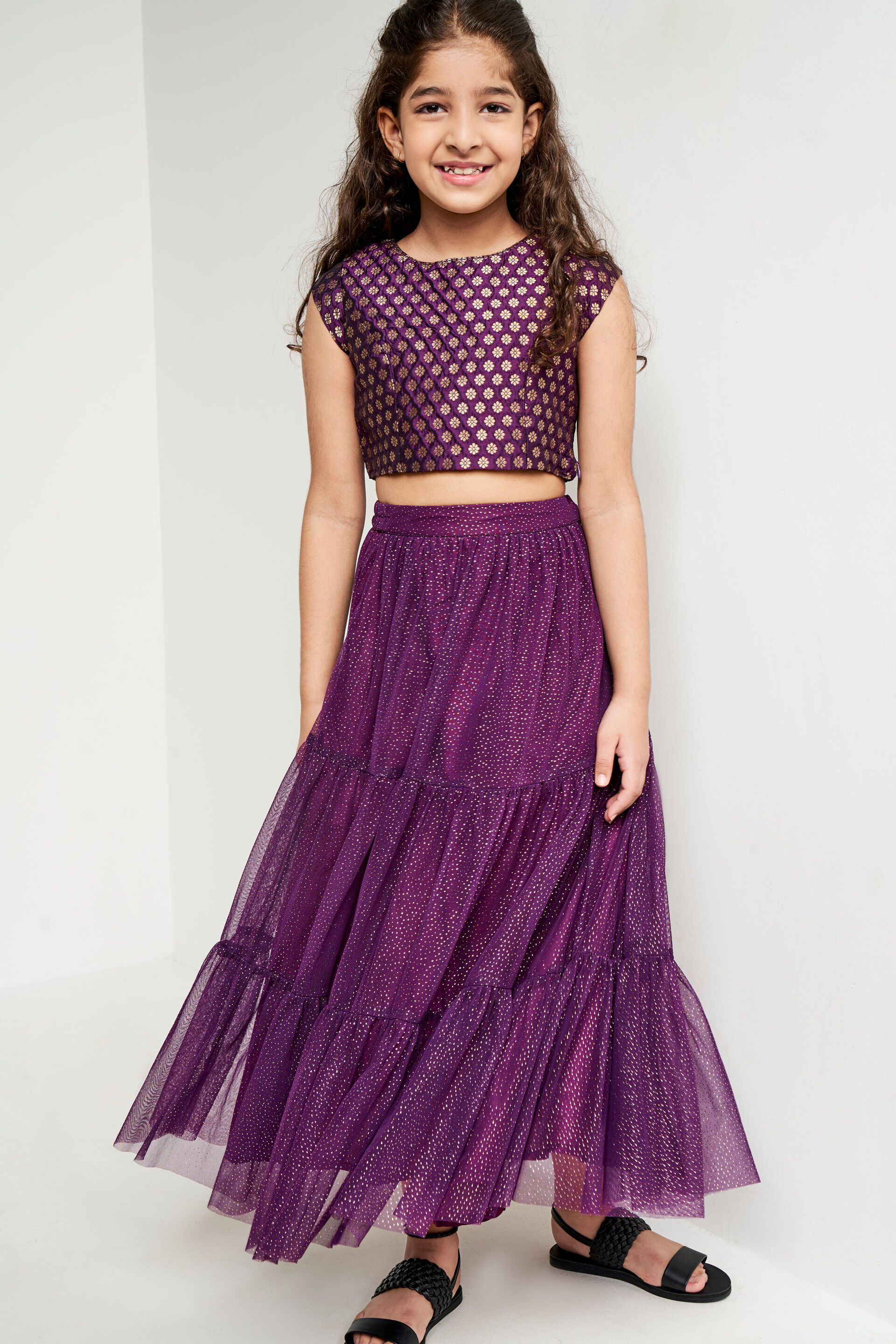 Purple Brocade Flared Suit, Purple, image 3